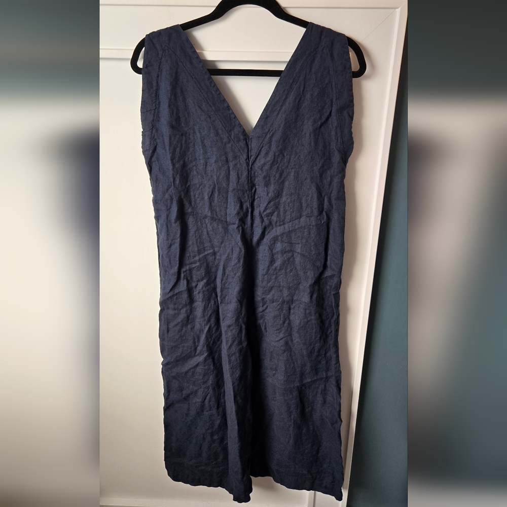 Touche International Navy Linen Cropped Romper #145